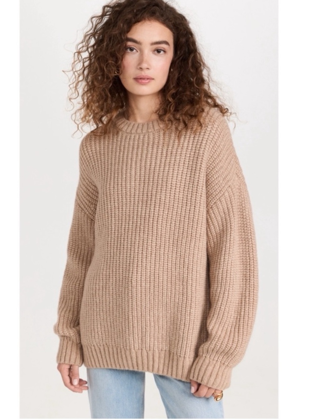 Anine Bing Chunky Crewneck Sweater - Beige